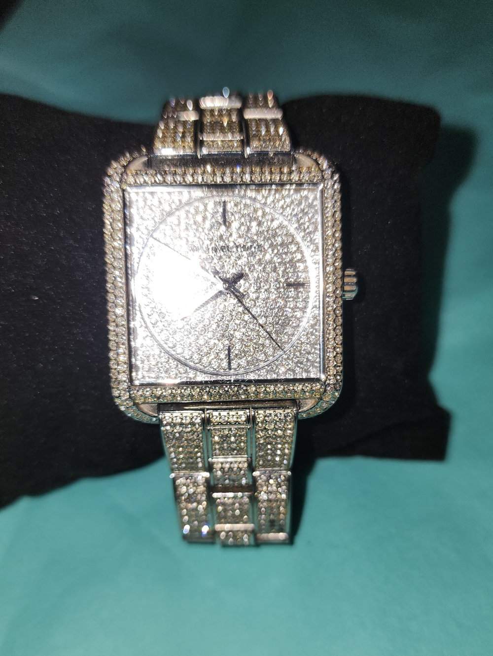 MICHAEL KORS Square Crystal Pavé Statement Watch - Silver Tone